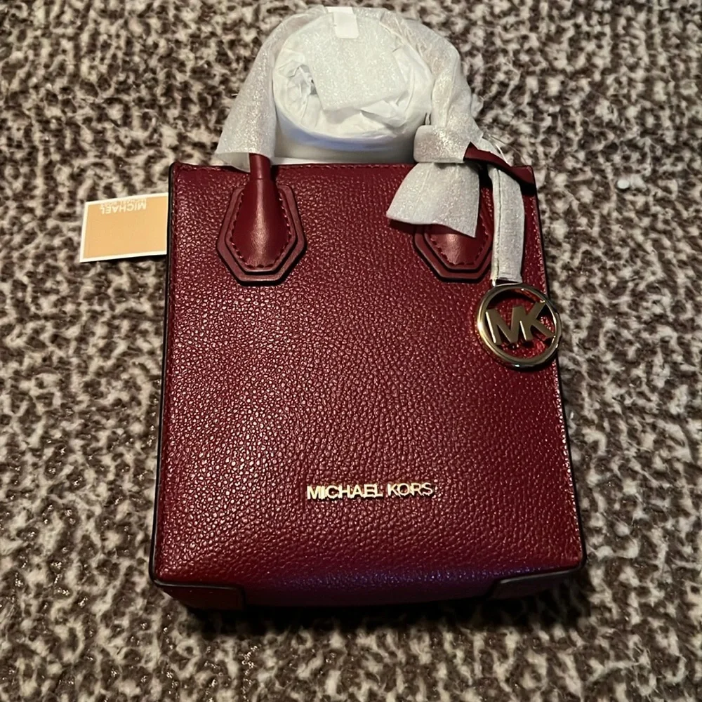 Michael Kors Burgundy Tote with Gold Accents - Picture 1 of 2